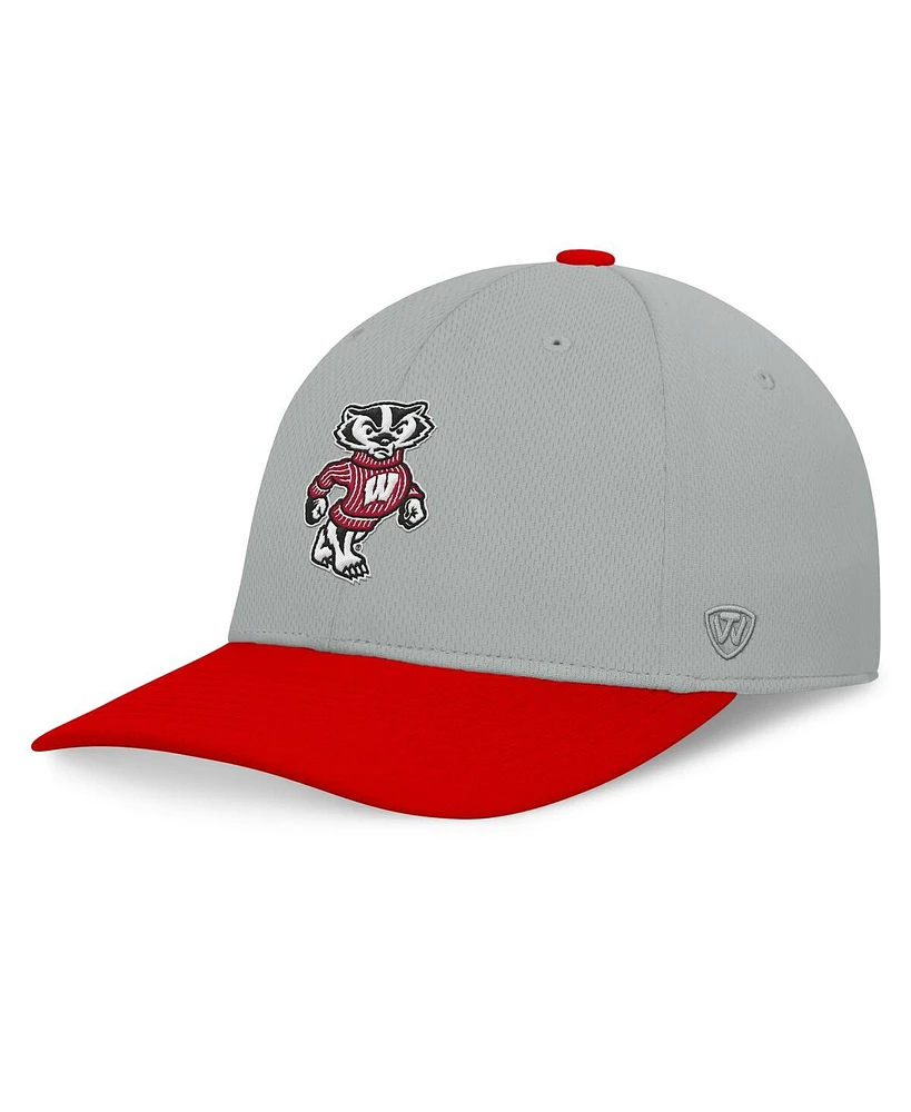 Top of the World Men's Gray/Red Wisconsin Badgers Mick Flex Hat