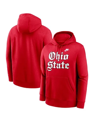 Nike Men's Scarlet Ohio State Buckeyes Old English Fleece Pullover Hoodie