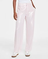 On 34th Women's Sequined High Rise Straight-Leg Pants, Created for Macy's