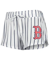 Concepts Sport Women's White Boston Red Sox Reel Pinstripe Tank Top Shorts Sleep Set