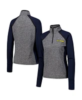 Camp David Women's Navy/Heather Gray West Virginia Mountaineers Finalist Raglan Quarter-Zip Jacket