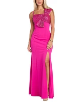 Morgan & Company Juniors' Sequin-Trim Square-Neck Sleeveless Gown