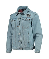 The Wild Collective Women's Blue D.c. United Print Denim Button-Up Jacket