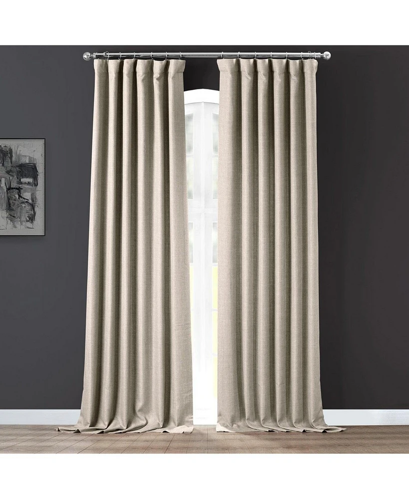 Half Price Drapes Fossil Grey Italian Faux Linen Room Darkening Curtain