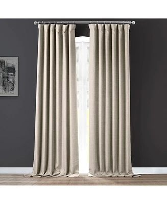 Half Price Drapes Fossil Grey Italian Faux Linen Room Darkening Curtain