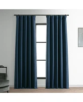 Half Price Drapes Voyager Blue Faux Linen Hotel Blackout Curtain