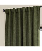 Half Price Drapes Khaki Green Textured Faux Linen Room Darkening Curtain