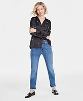 On 34th Women's Rhinestone Satin Button-Up Shirt, Created for Macy's