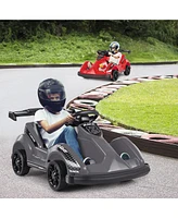 Gymax 6V Battery Powered Go Kart Kids Ride On 4 Wheel Racer Rc w/ Bumper & Music Pink