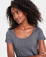 On 34th Women's Short-Sleeve Solid Shine Top, Created for Macy's