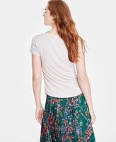 On 34th Women's Short-Sleeve Solid Shine Top, Created for Macy's