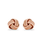 Bling Jewelry Classic Round Ball Woven Twisted Rope Cable Love Knot Ball Stud Earrings For Women Rose Gold Plated Sterling Silver