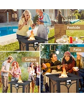 Skonyon 28 Inch 50000 Btu Outdoor Square Fire Pit Table with Cover