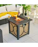 Skonyon 28 Inch 50000 Btu Outdoor Square Fire Pit Table with Cover