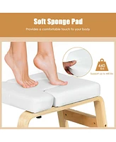 Skonyon Yoga Headstand Wood Stool with Pvc Pads-White