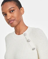 On 34th Women's Raglan-Sleeve Jeweled-Button Sweater, Created for Macy's