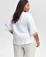 Jm Collection Plus Dolman-Sleeve Gauze Top, Exclusively at Macy's