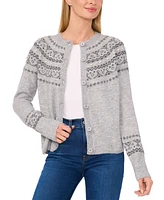 CeCe Women's Embellished Fair Isle Cardigan