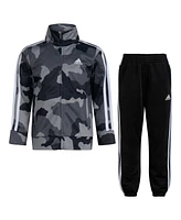 adidas Big Boys Camo Printed 3-Stripe Tricot Jacket, 2-Piece Set