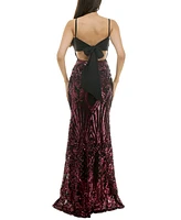 B Darlin Junors' Sequined Square-Neck Tie-Back Gown