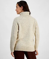 Style & Co Petite Turtleneck Cable-Knit Sweater, Created for Macy's