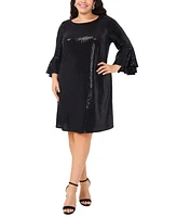 Msk Plus Sequined Bell-Sleeve Cocktail Dress