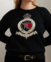 Lauren Ralph Plus Intarsia-Knit Crest Sweater