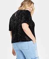 On 34th Trendy Plus Sequined Velvet Top, Exclusively at Macy's