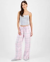 Self Esteem Juniors Graphic Sweatshirt Camisole Flannel Plaid Pants