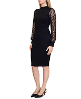 Dylan Ryan Juniors' Sequined-Sleeve Funnel-Neck Midi Dress