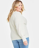 On 34th Trendy Plus Jewel-Button Raglan-Sleeve Sweater, Created for Macy's