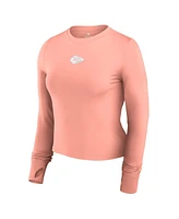 Fanatics Women's Coral Kansas City Chiefs Studio Fitted Long Sleeve Gym Top