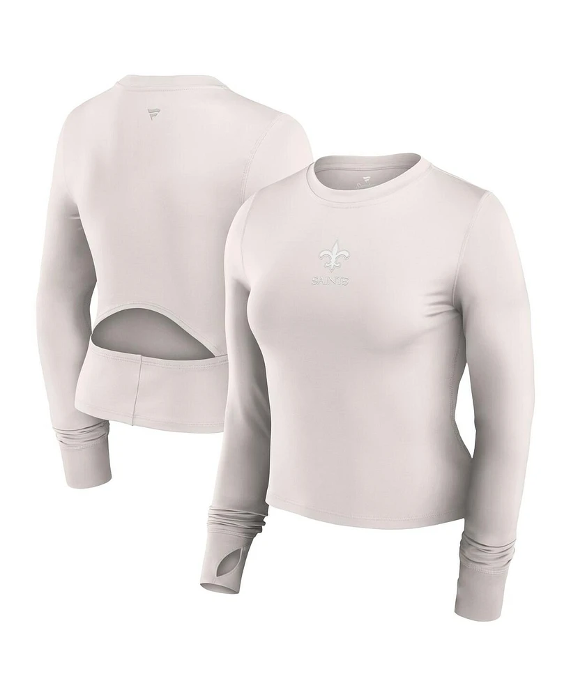 Fanatics Women's White New Orleans Saints Studio Fitted Long Sleeve Gym Top