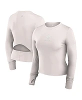 Fanatics Women's White New Orleans Saints Studio Fitted Long Sleeve Gym Top