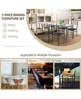 Sugift 5 Pieces Dining Set with Tempered Glass Top Table and 4 Upholstered Chairs