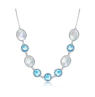 Simona Sterling Silver Round Mop & Blue Topaz Necklace