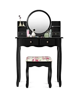 Sugift Makeup Vanity Table Set with 360° Pivoted Round Mirror