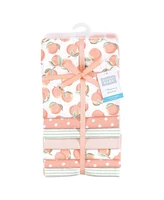 Hudson Baby Infant Girl Cotton Poly Flannel Receiving Blankets Bundle, Sweet Peach, One Size