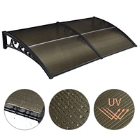 Yescom 2Pcs 39"X29" Window Awning Door Canopy Polycarbonate Anti-UV30+ Cover Outdoor Rain Snow Protection Patio Brown