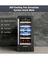 Jinjunye 15" 30 Bottle Wine Cooler Refrigerator, Wine Fridge Digital Temperature Control, Under Counter, Built