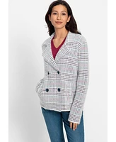 Olsen Women's Plaid Caban Sweater Jacket