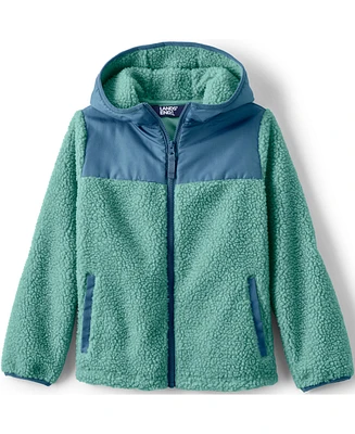 Lands' End Girls High Pile Fleece Hooded Jacket