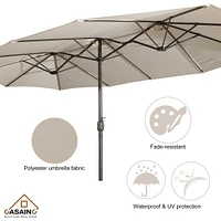 Casainc Outdoor Double-Sided Rectangular Market Umbrella With Base Patio