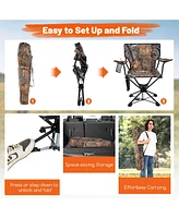 360° Swivel Hunting Chair with Mesh Cup Holder & Storage Pockets Cozy Backrest
