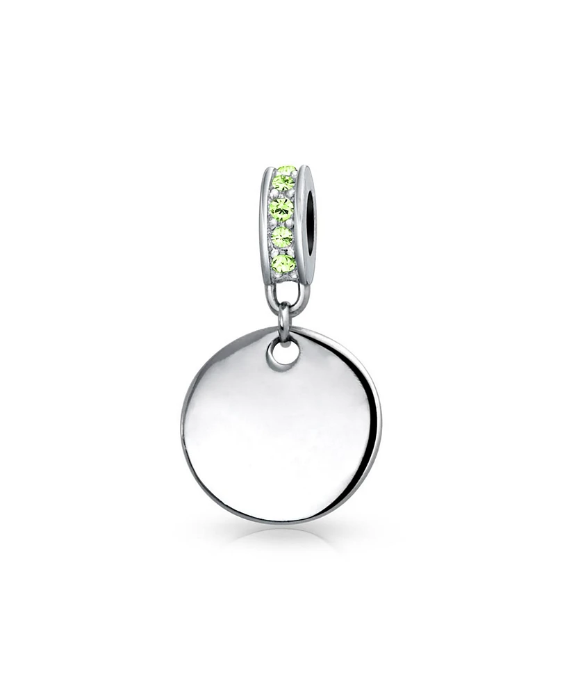 Bling Jewelry Crystal Accent Bale Dangle Round Circle Disc Shaped Charm Bead .925 Sterling Silver
