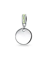 Bling Jewelry Crystal Accent Bale Dangle Round Circle Disc Shaped Charm Bead .925 Sterling Silver
