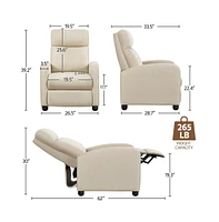 Yaheetech Modern Adjustable Single Fabric Recliner Sofa with Pocket Springs Living Room Bedroom Home Theater