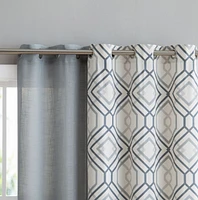 Kate Aurora Coordinating 4 Piece Geometric & Solid Curtain Set - 38 in. W x 84 L, Yellow