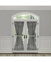 Kate Aurora Plaid Country Farmhouse French Door Curtain Panel With Matching Tieback - 54W x 72L, Black
