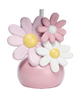 Lambs & Ivy Daisy Dreams Hand-Painted Pink Floral Lamp w/ Shade and Led Bulb